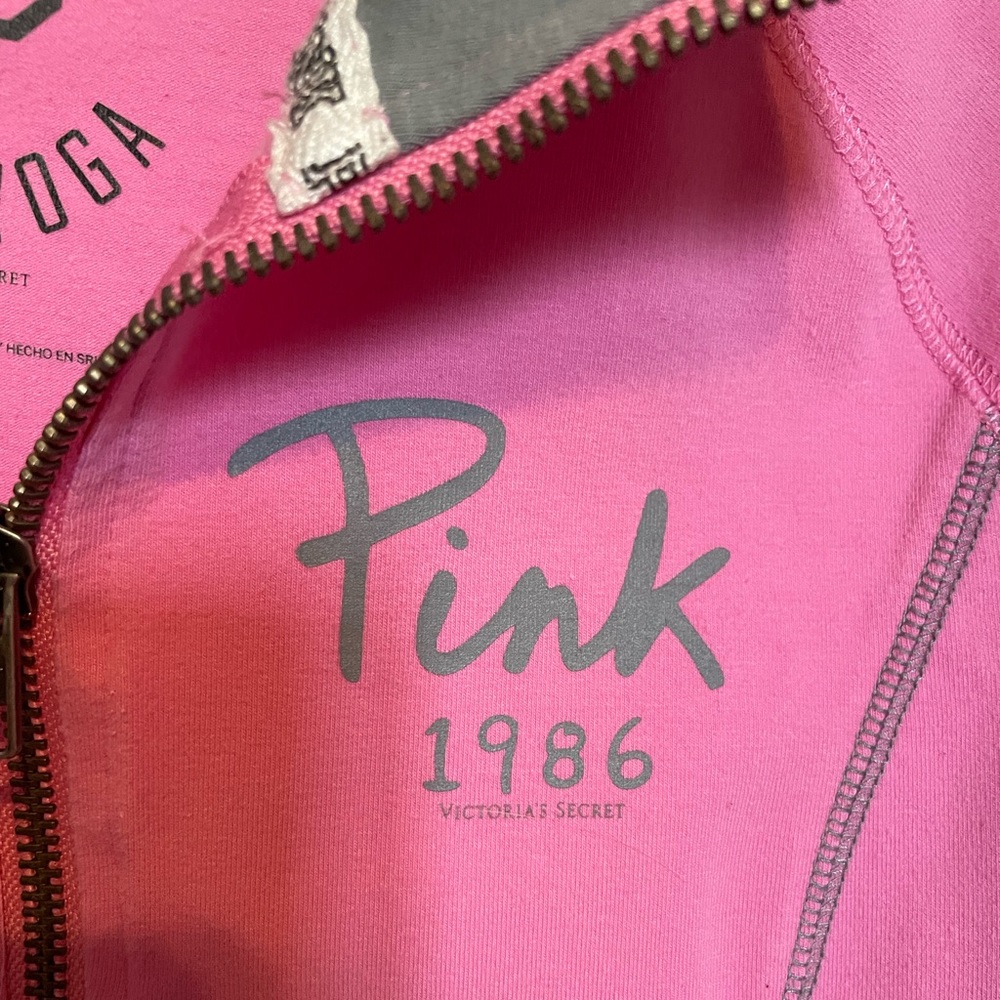 Victoria Secret Pink Gray and Pink 3/4 Zip Up Sweatshirt - Picture 4 of 5